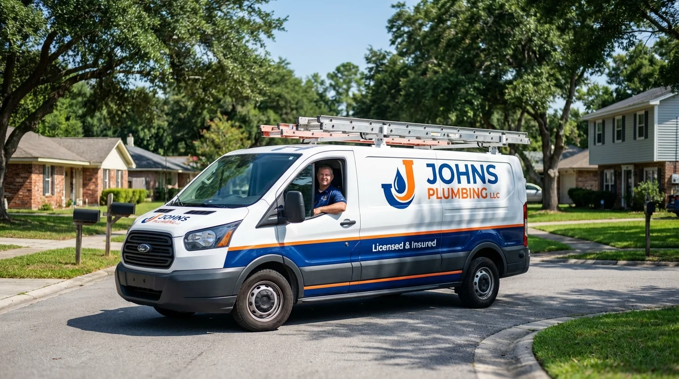 Johns Plumbing LLC service van in Charlotte Court House, VA