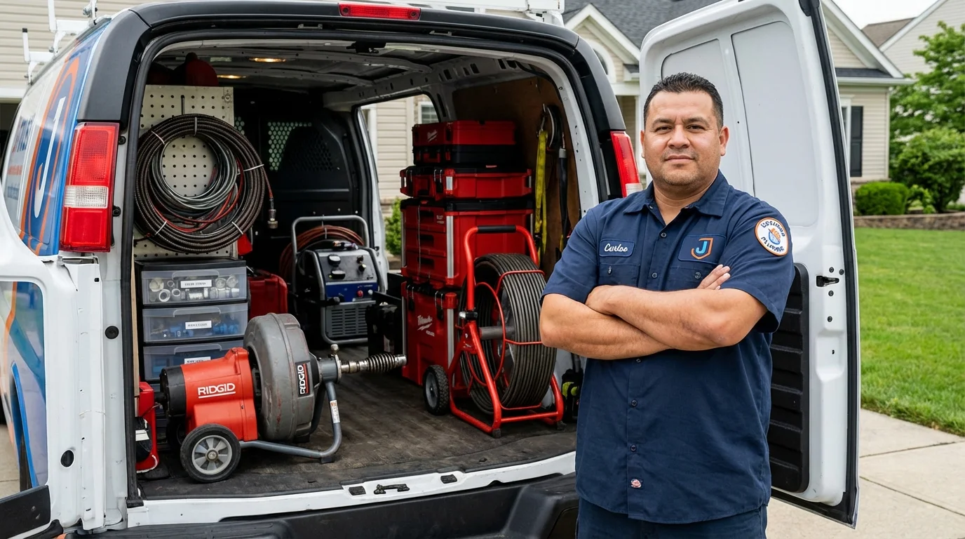 Professional drain cleaning equipment and Johns Plumbing LLC plumber in Charlotte Court House