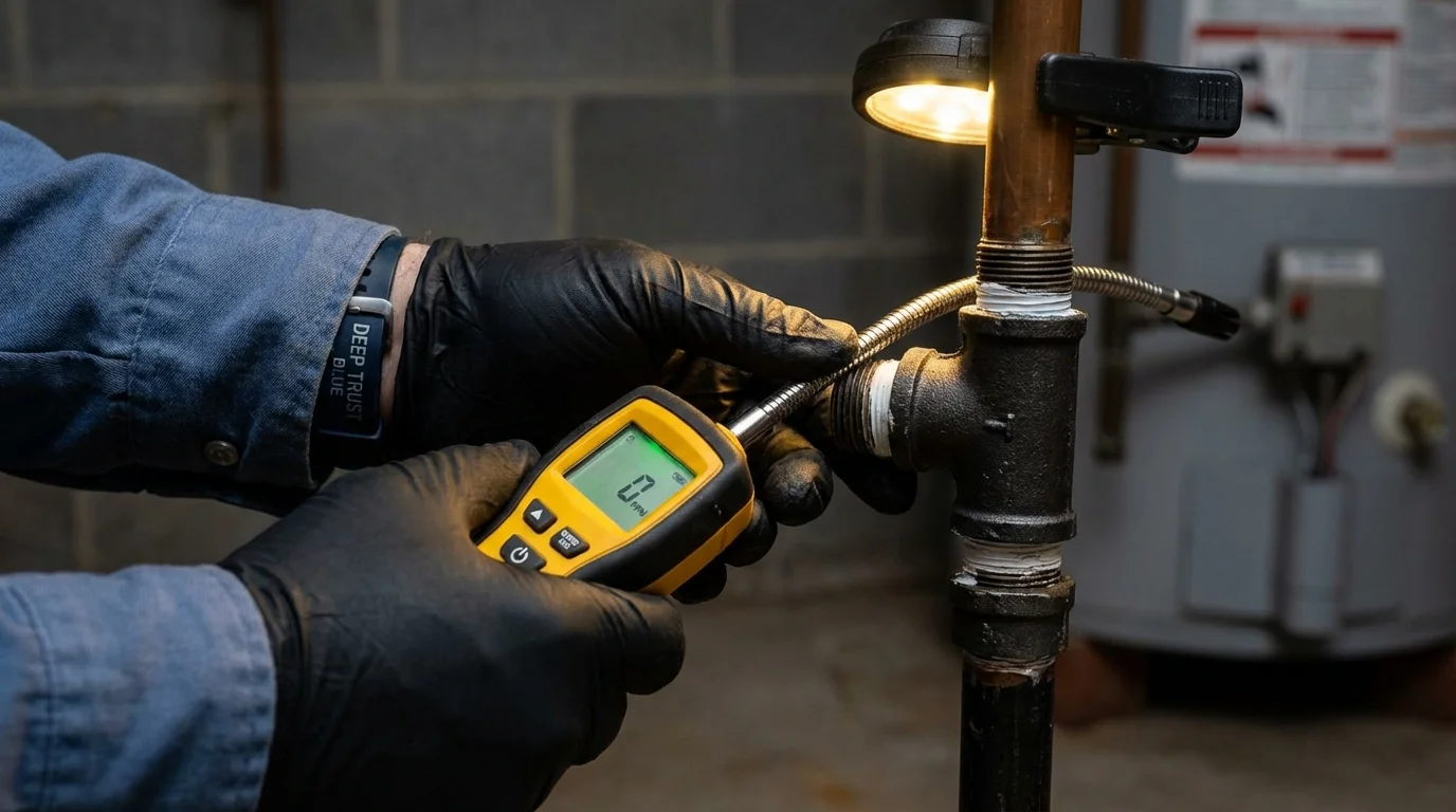 Gas leak detection with electronic sniffer by Johns Plumbing LLC in Charlotte Court House