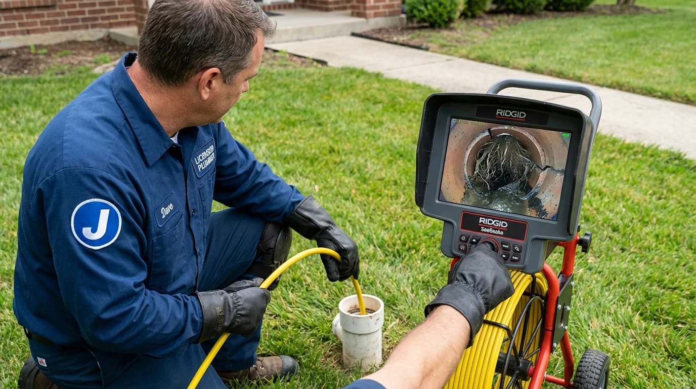 Sewer camera inspection being performed by Johns Plumbing LLC in Charlotte Court House