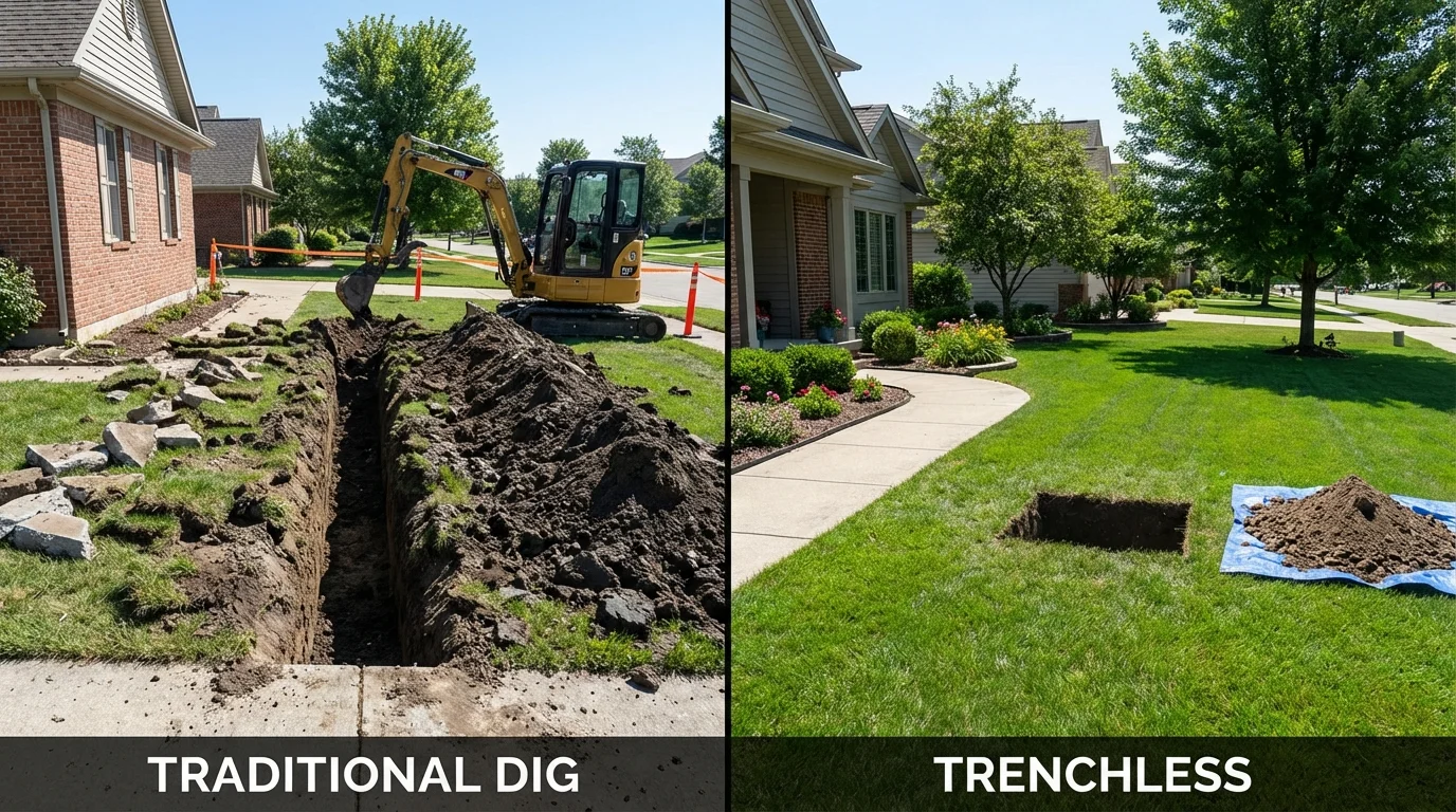 Trenchless sewer repair with minimal yard damage versus traditional excavation in Charlotte Court House, VA